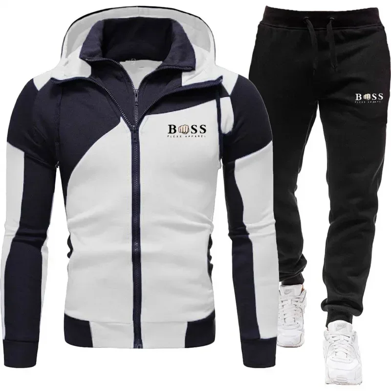 Men's sportswear set for autumn and winter 2025, including a hooded pullover with fleece lining and warm polo shirt and long pan
Men's sportswear set for autumn and winter 2025, including a hooded pullover with fleece lining and warm polo shirt and long pan