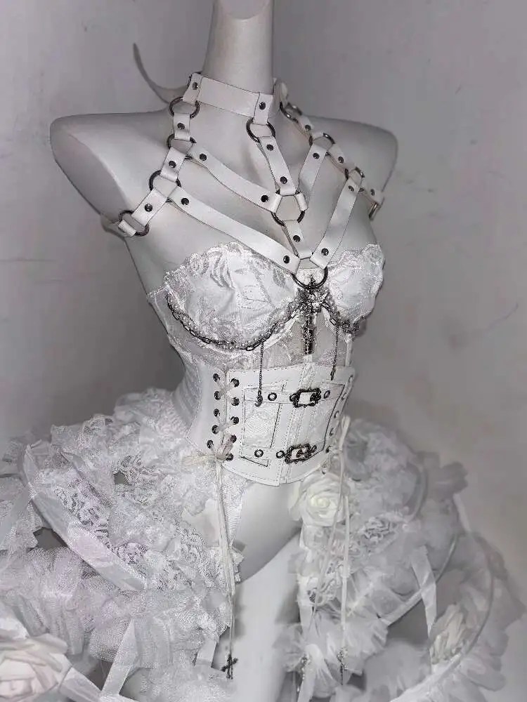 Lolita Costume Flower Bone Heavy Craft Handmade Pure White Gothic Dark Lace-up Waist Corset Fishbone Bustier Corset Top
Lolita Costume Flower Bone Heavy Craft Handmade Pure White Gothic Dark Lace-up Waist Corset Fishbone Bustier Corset Top