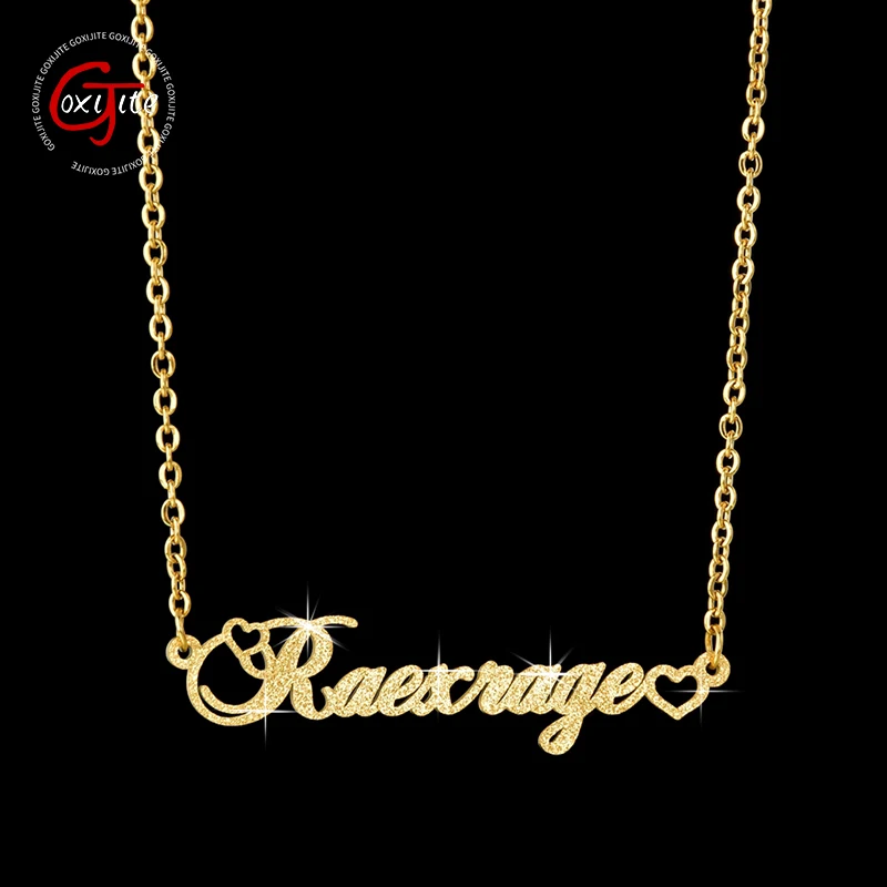 Goxijite Stainless Steel Custom Frosted Name Necklace For Women Customized Glitter Gold Color Empty Heart Nameplate Collar Gift
Goxijite Stainless Steel Custom Frosted Name Necklace For Women Customized Glitter Gold Color Empty Heart Nameplate Collar Gift