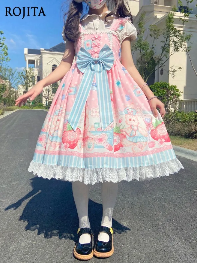 Original Lolita Dress JSK Cute Strap Dress Women Japanese Sweet Lace Patchwork Mid-Length High Waist A-Line Sleeveless Dress
Original Lolita Dress JSK Cute Strap Dress Women Japanese Sweet Lace Patchwork Mid-Length High Waist A-Line Sleeveless Dress