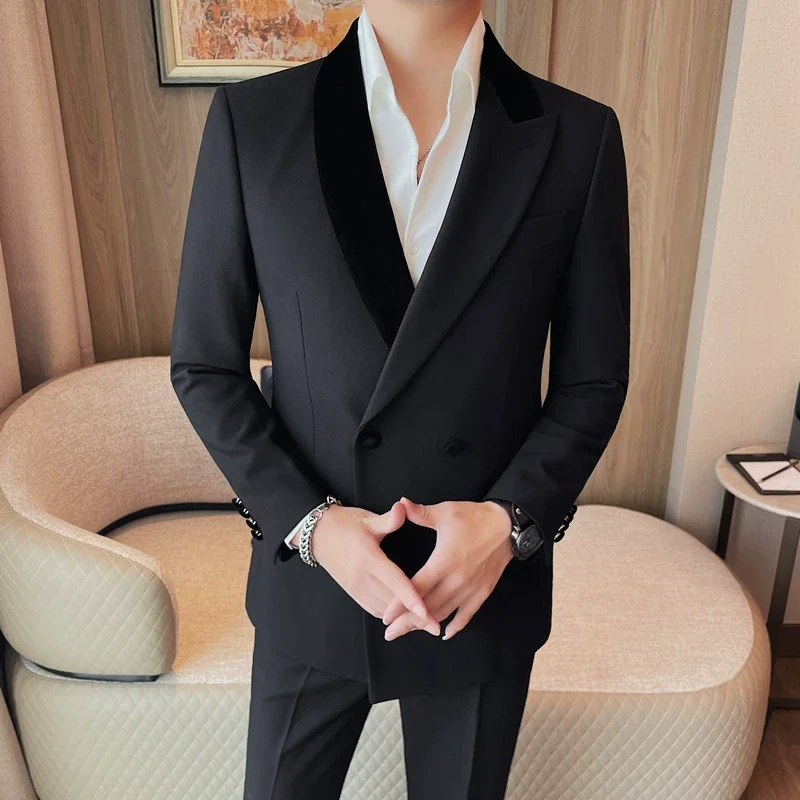 Men's Suit Jacket Pant Fashion Double Breasted Formal Business Work Wedding Stage Tuxedo 2024 Men Slim Fit Social Party Dress
Men's Suit Jacket Pant Fashion Double Breasted Formal Business Work Wedding Stage Tuxedo 2024 Men Slim Fit Social Party Dress
