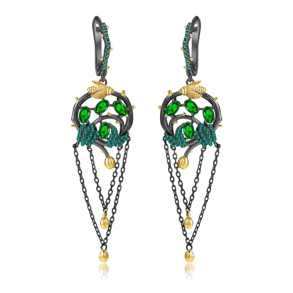 C7750 Abiding Perfect Natural Chrome Diopside Gemstone Tassel Earrings 925 Sterling Silver Drop Earrings for Women
C7750 Abiding Perfect Natural Chrome Diopside Gemstone Tassel Earrings 925 Sterling Silver Drop Earrings for Women