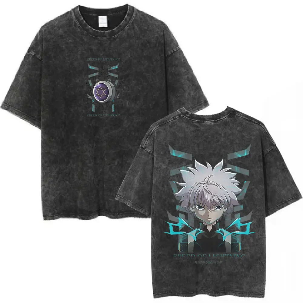 2026 summer Anime Hunter x Hunter Oversized T-shirt, Killua Zoldyck Dual-Sided Print with Nen Symbol Casual Washed Black Tee
2026 summer Anime Hunter x Hunter Oversized T-shirt, Killua Zoldyck Dual-Sided Print with Nen Symbol Casual Washed Black Tee