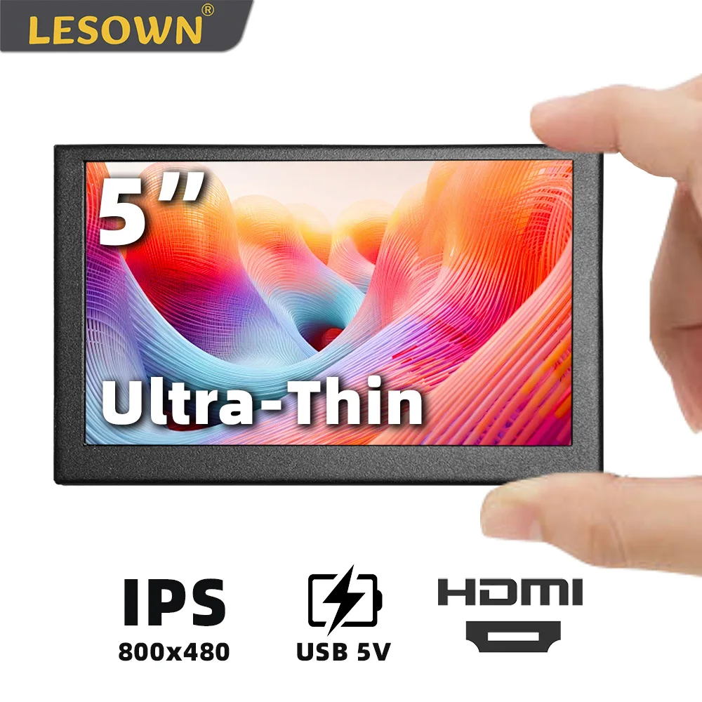 LESOWN небольшой компьютерный дисплей, 5-дюймовый IPS ЖК-дисплей 800 × 480 с подставкой, дополнительный край монитора, дополнительный дисплей для коммутатора PS5
LESOWN небольшой компьютерный дисплей, 5-дюймовый IPS ЖК-дисплей 800 × 480 с подставкой, дополнительный край монитора, дополнительный дисплей для коммутатора PS5