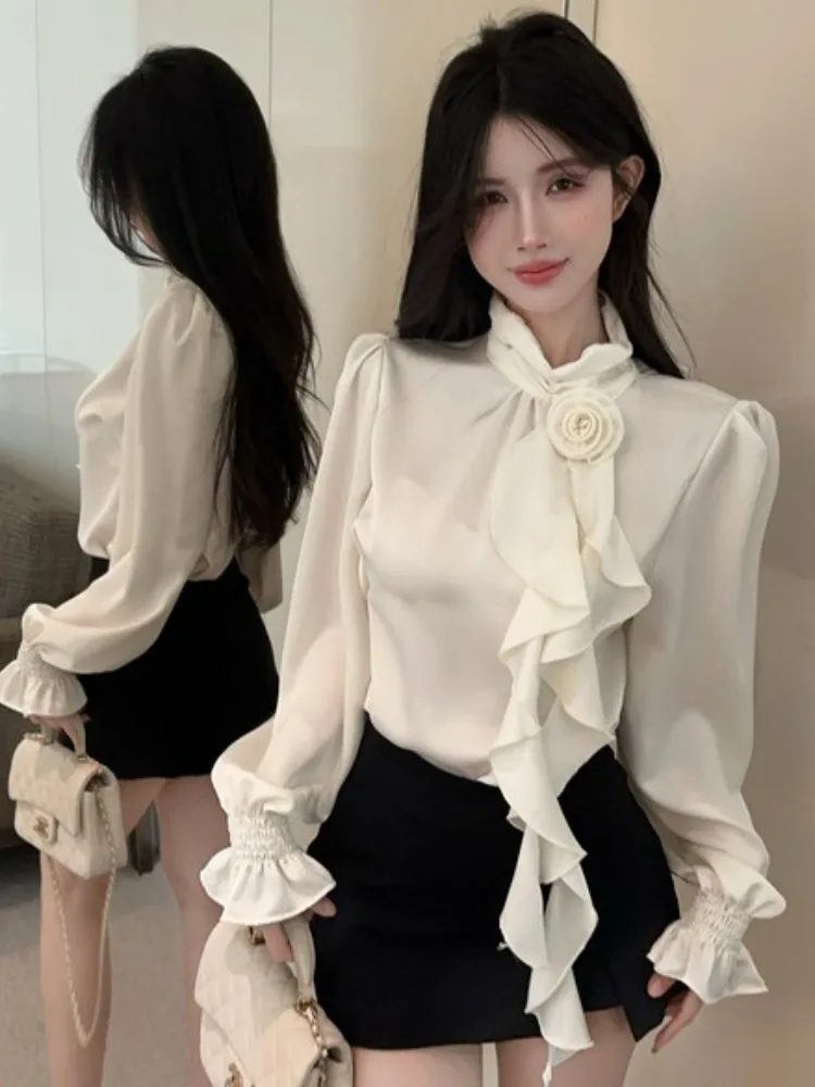 Elegant Stand Collar Long Sleeve Shirt Women's Fashionable Base Layer Knot Spring Autumn Top French Style Slim Fit
Elegant Stand Collar Long Sleeve Shirt Women's Fashionable Base Layer Knot Spring Autumn Top French Style Slim Fit