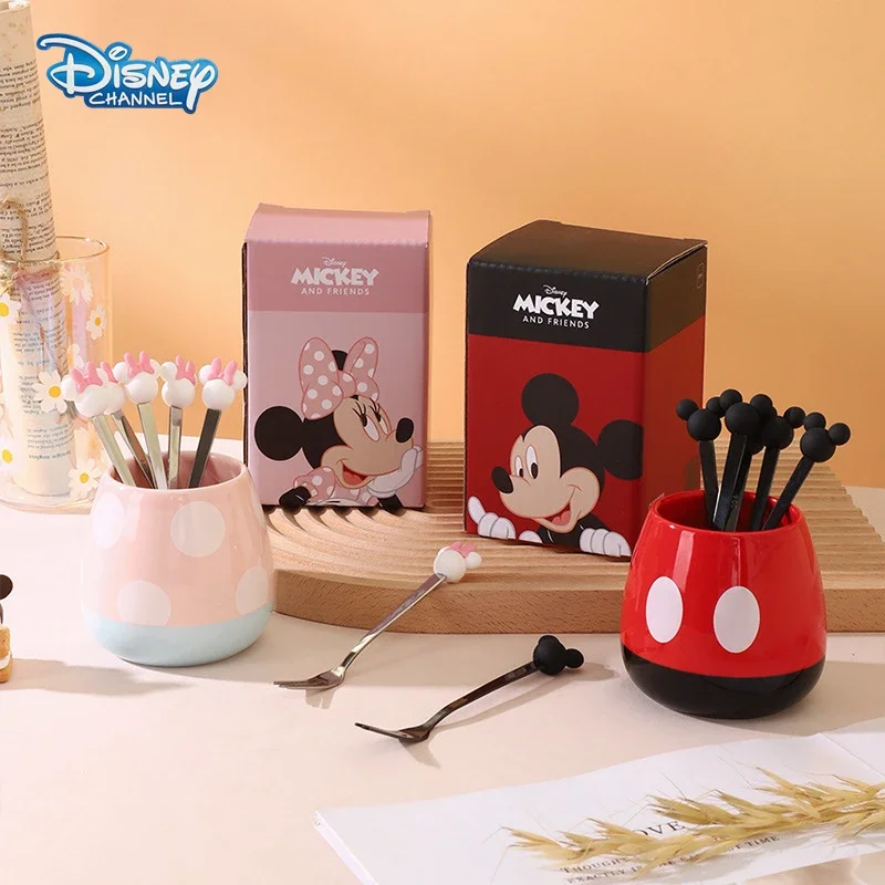 Disney Mickey Minnie Stainless Steel Fruit Fork Set Household Children's Safety Forks With Storage Ceramic Jars Kids Fruit Forks
Disney Mickey Minnie Stainless Steel Fruit Fork Set Household Children's Safety Forks With Storage Ceramic Jars Kids Fruit Forks