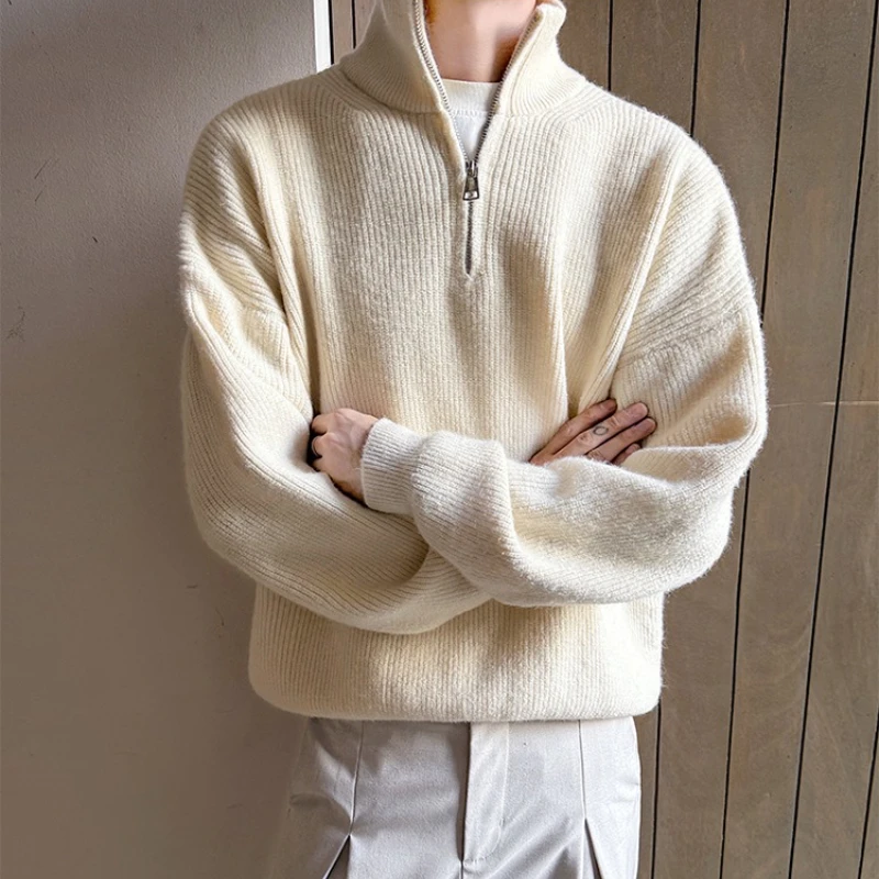 Japanese Casual Men's Half-High Collar Zippered Knit Sweater: Premium Aesthetic Unisex, Autumn and Winter Warm Sweater
Japanese Casual Men's Half-High Collar Zippered Knit Sweater: Premium Aesthetic Unisex, Autumn and Winter Warm Sweater