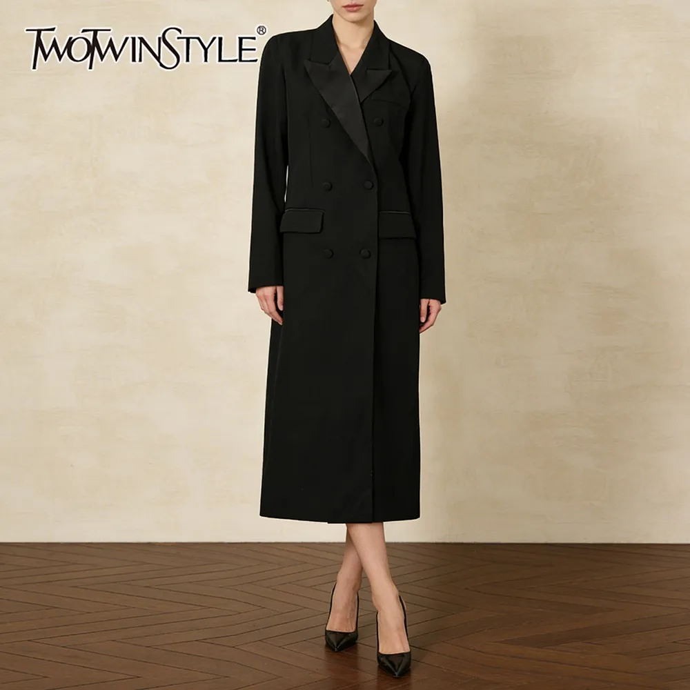 TWOTWINSTYLE Black Spliced Pocket Jacket Female Lapel Long Sleeve Loose Commute Streetwear Women's Jackets Autumn Fashion New
TWOTWINSTYLE Black Spliced Pocket Jacket Female Lapel Long Sleeve Loose Commute Streetwear Women's Jackets Autumn Fashion New