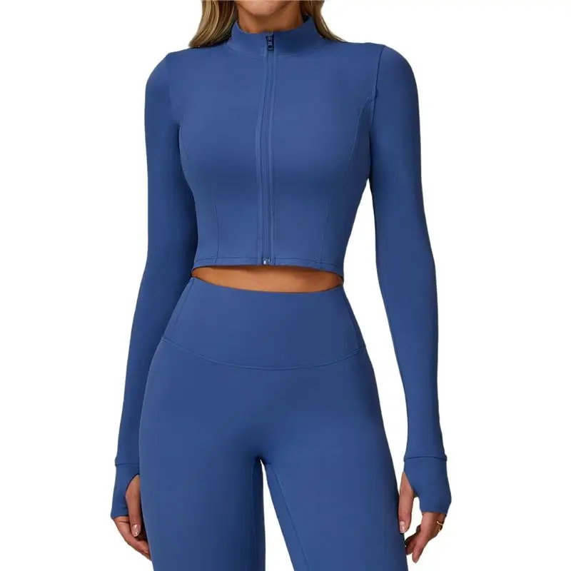 AEF6-Women's Cropped Running Workout Jackets Zip Slim Fit Athletic Tops With Thumb Holes
AEF6-Women's Cropped Running Workout Jackets Zip Slim Fit Athletic Tops With Thumb Holes
