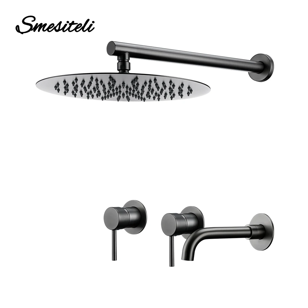 Gunmetal Shower Faucet Rainfall Head&Spout With Sedal Cartridge Hot&Cold Water Mixer Brass Bathroom Shower Tap 2 way Set
Gunmetal Shower Faucet Rainfall Head&Spout With Sedal Cartridge Hot&Cold Water Mixer Brass Bathroom Shower Tap 2 way Set