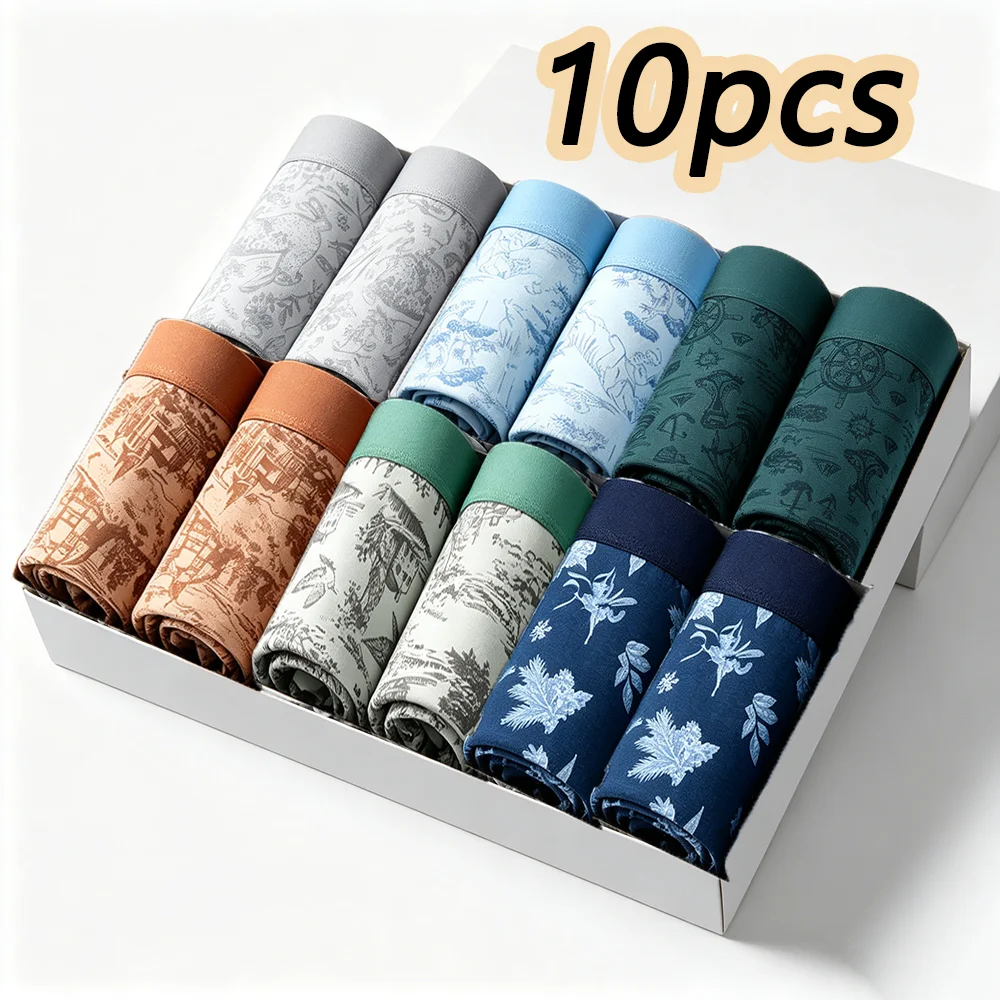10-piece cotton printed men's underwear, soft and comfortable underwear set, fashionable and trendy men's briefs
10-piece cotton printed men's underwear, soft and comfortable underwear set, fashionable and trendy men's briefs