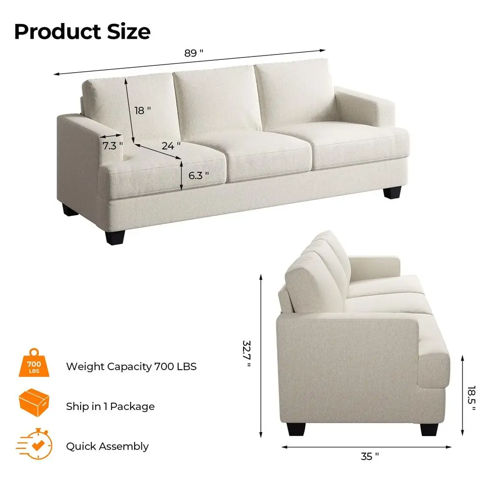 89 Inch Sofa with Extra Deep Seats, 3 Seater Sofa for Living Room, Modern Couch and Sofa, Comfy Armrests and Seats and Backrest
89 Inch Sofa with Extra Deep Seats, 3 Seater Sofa for Living Room, Modern Couch and Sofa, Comfy Armrests and Seats and Backrest