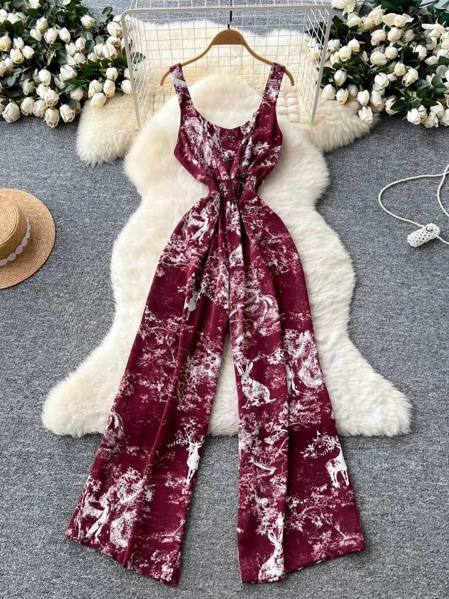 Foamlina Casual jumpsuit for Women's Summer Fashion Elastic Waist Skinny Suspender Printed Jumpsuit Vacation Seaside Beach Pants
Foamlina Casual jumpsuit for Women's Summer Fashion Elastic Waist Skinny Suspender Printed Jumpsuit Vacation Seaside Beach Pants
