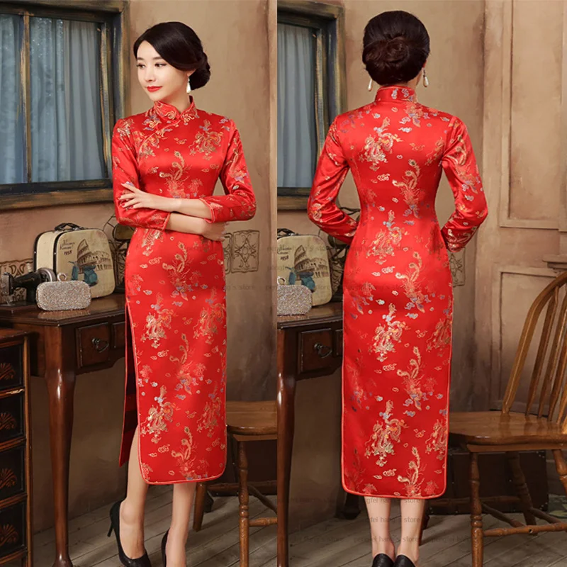 Long Sleeve Qipao Chinese Tradition Dress Women Wedding Banquet Gown Sexy Vestidos Jacquard Cheongsam Improved Hanfu Dress
Long Sleeve Qipao Chinese Tradition Dress Women Wedding Banquet Gown Sexy Vestidos Jacquard Cheongsam Improved Hanfu Dress