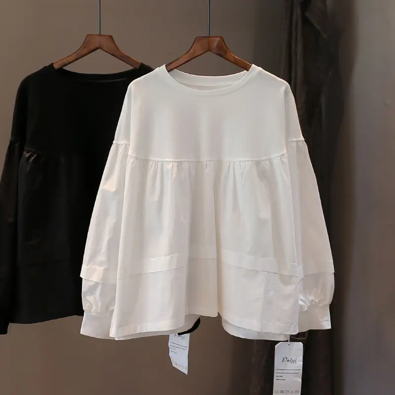 2022 Long Puff sleeve Shirt Women White O Neck Basic Casual Folds Ruched Oversize Shirt Women Loose Blouse White Black Tops
2022 Long Puff sleeve Shirt Women White O Neck Basic Casual Folds Ruched Oversize Shirt Women Loose Blouse White Black Tops