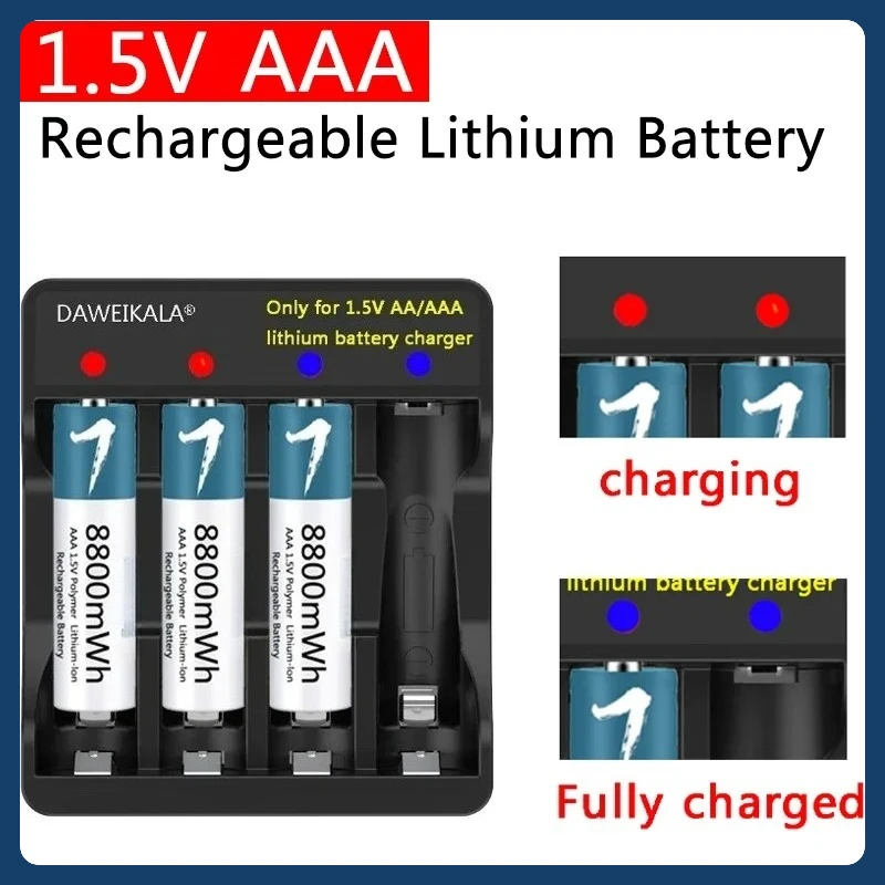 1.5V AAA Battery Rechargeable Lithium-ion Battery 8800mWh long life for remote control mouse small fan Electric toy
1.5V AAA Battery Rechargeable Lithium-ion Battery 8800mWh long life for remote control mouse small fan Electric toy
