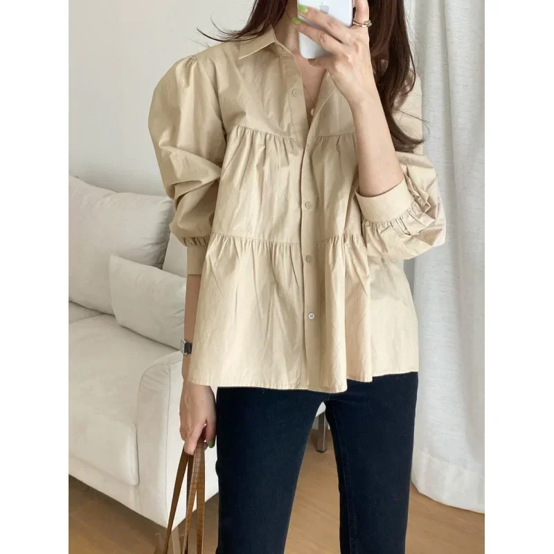 Korean Dongdaemun Vintage Pleated Shirt Women's Summer 2026 Lapel Loose-Fit Puff Sleeve Doll Top Chinese Mainland Origin
Korean Dongdaemun Vintage Pleated Shirt Women's Summer 2026 Lapel Loose-Fit Puff Sleeve Doll Top Chinese Mainland Origin