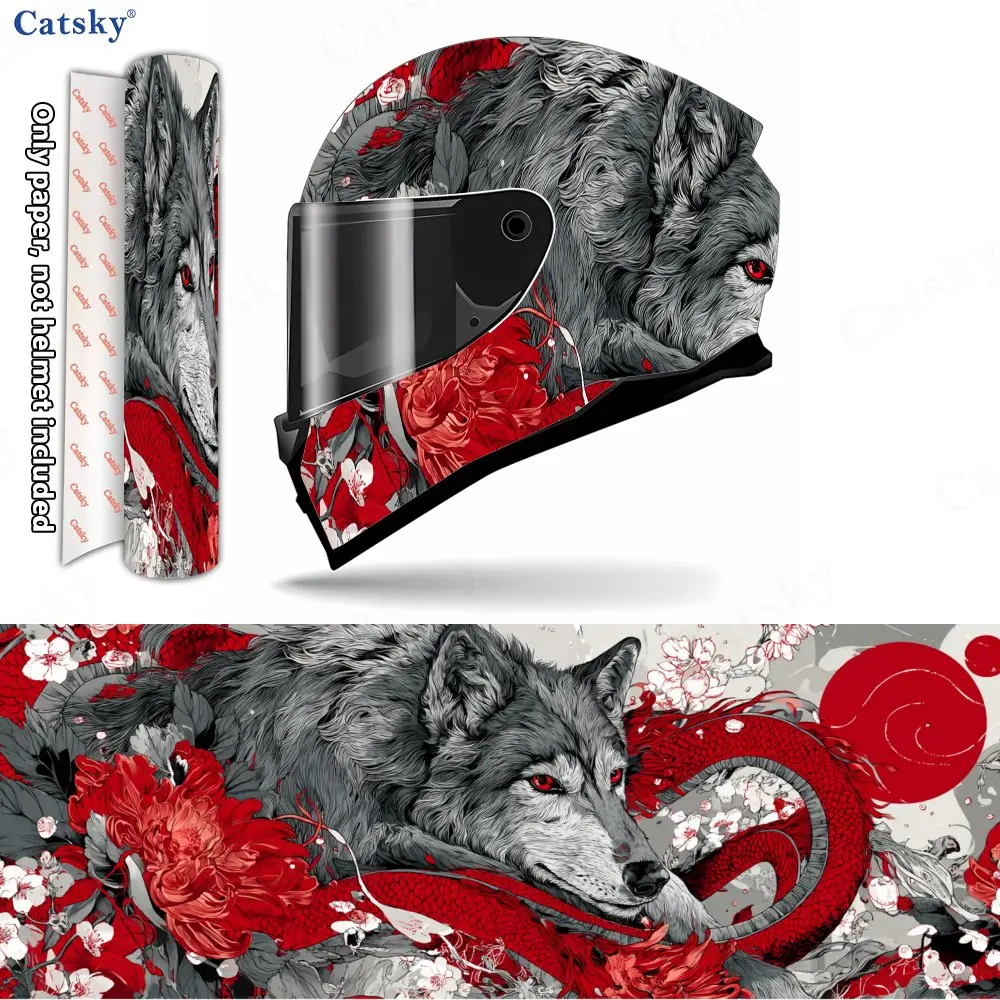 Japanese-style Dragon & Wolf Floral Print Helmet Vinyl Wraps, Waterproof Scratch-Resistant Full Face Helmet Decals, Durable PVC
Japanese-style Dragon & Wolf Floral Print Helmet Vinyl Wraps, Waterproof Scratch-Resistant Full Face Helmet Decals, Durable PVC