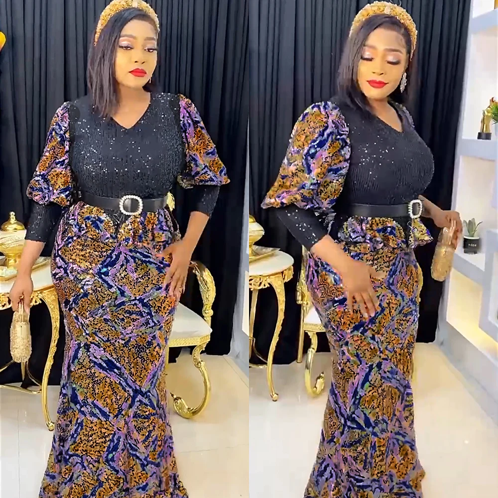 Plus Size African Party Dresses for Women 2025 New Fashion Dashiki Ankara Sequin Wedding Gowns Elegant Turkey Muslim Maxi Dress
Plus Size African Party Dresses for Women 2025 New Fashion Dashiki Ankara Sequin Wedding Gowns Elegant Turkey Muslim Maxi Dress
