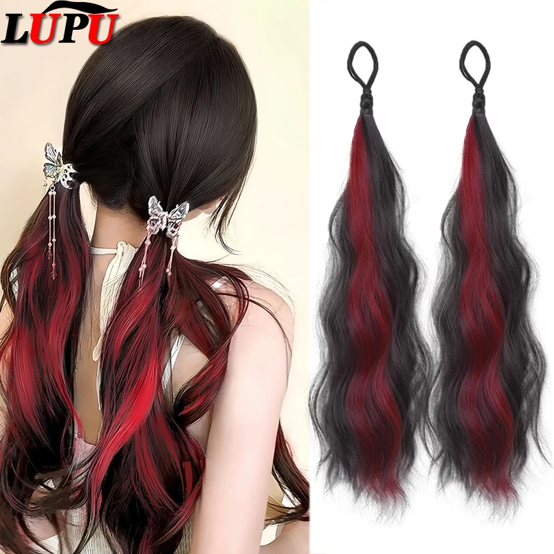 LUPU A Pair of Ponytails 18 inche Rainbow Long Curly Hair Synthetic Rubber Band Style Hair Extensions Role-Playing Fashion Party
LUPU A Pair of Ponytails 18 inche Rainbow Long Curly Hair Synthetic Rubber Band Style Hair Extensions Role-Playing Fashion Party