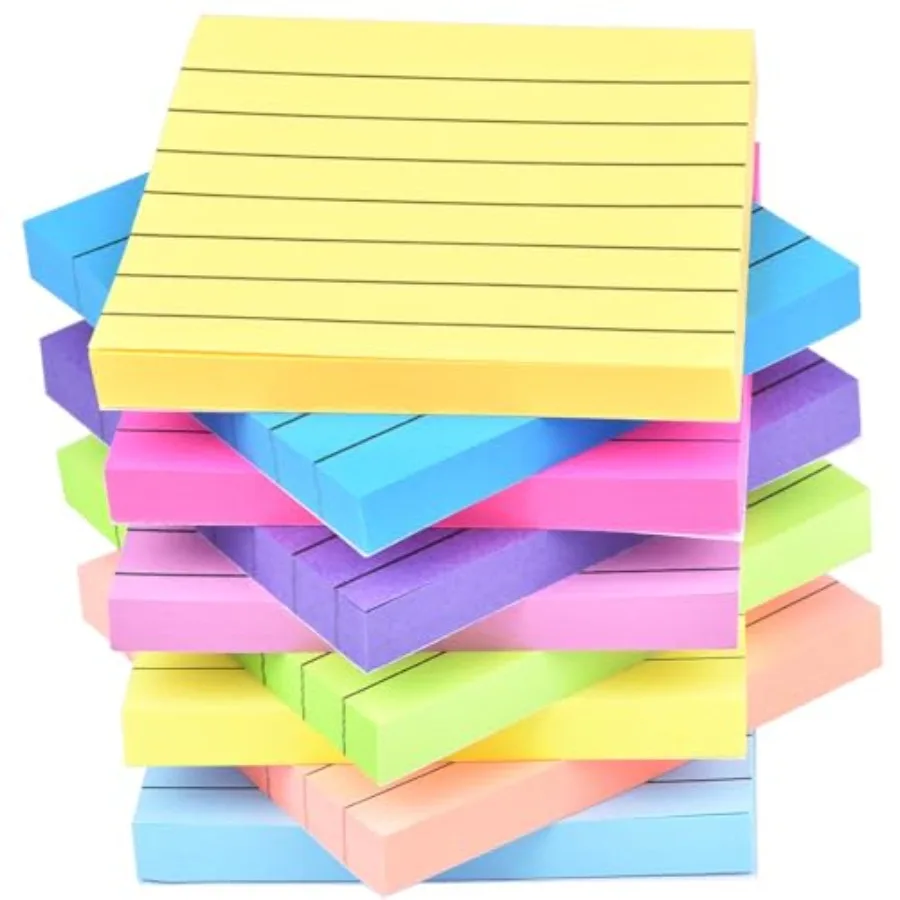 9 Pack Lined Sticky Notes 3x3 in Bright Colors Self-Stick Note Pads with Line, 9 Colors Bulk Sticky Memo Pad for School, Office
9 Pack Lined Sticky Notes 3x3 in Bright Colors Self-Stick Note Pads with Line, 9 Colors Bulk Sticky Memo Pad for School, Office