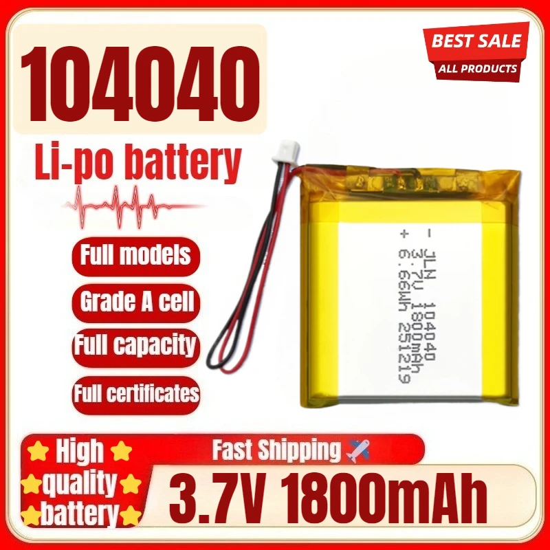 104040 3.7V 1800mAh Polymer Lithium Rechargeable Battery for DIY Power Bank Bluetooth Speaker Solar Light LED Lamp Toys Game
104040 3.7V 1800mAh Polymer Lithium Rechargeable Battery for DIY Power Bank Bluetooth Speaker Solar Light LED Lamp Toys Game