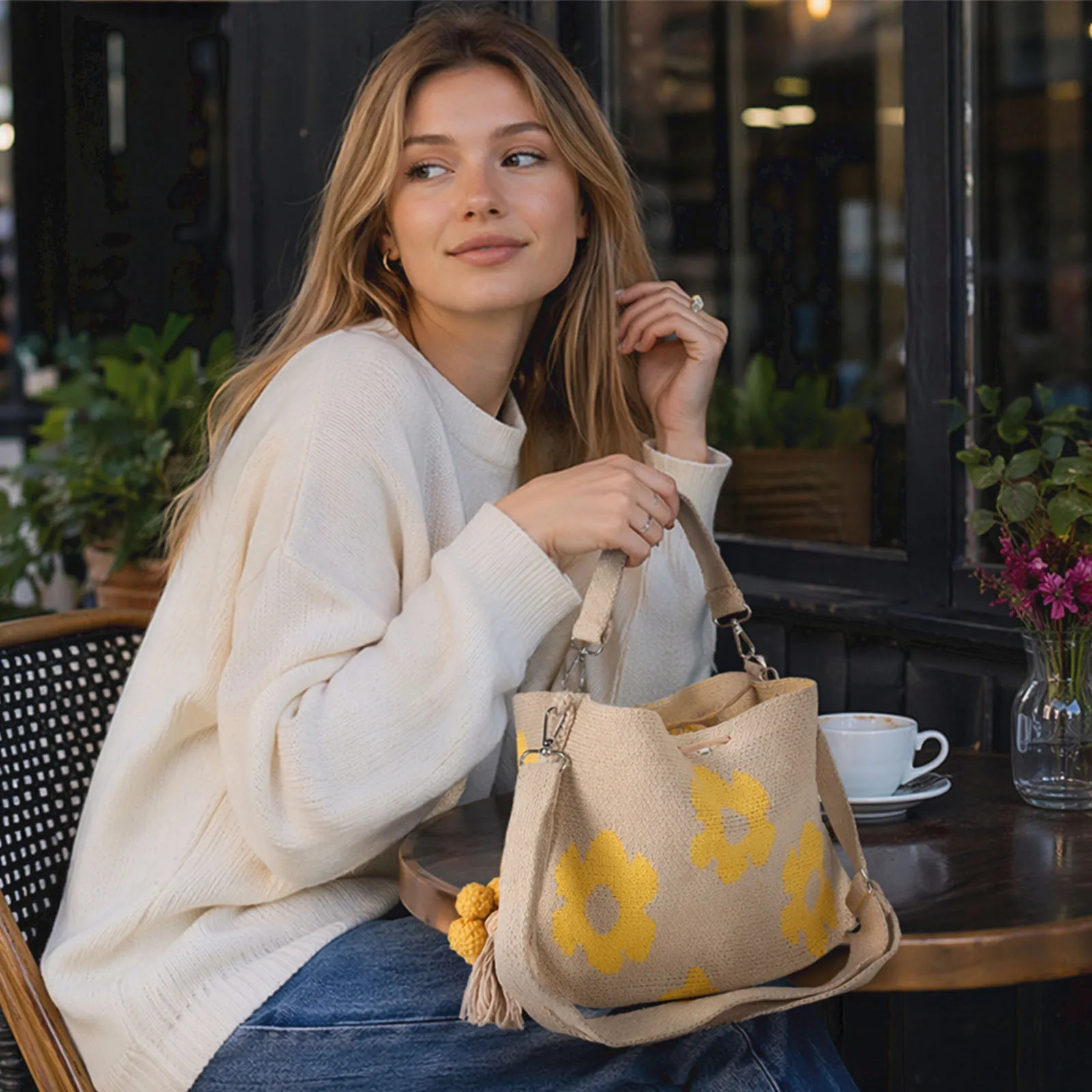 Handmade Crochet Flower Tote Lightweight Boho Beach Handbag with Flower Tassel Embroidery Aesthetic Boho Bag for Women Vacation
Handmade Crochet Flower Tote Lightweight Boho Beach Handbag with Flower Tassel Embroidery Aesthetic Boho Bag for Women Vacation