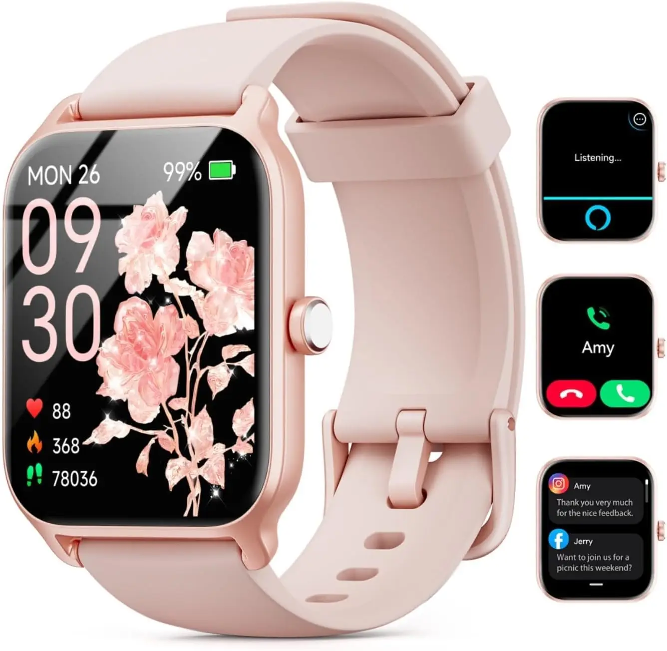 1.85" HD Alexa Smart Watch for Women, Bluetooth Calls, Heart Rate/SpO2 Monitor, 120+ Sport Modes Fitness Tracker, Gift for Women
1.85" HD Alexa Smart Watch for Women, Bluetooth Calls, Heart Rate/SpO2 Monitor, 120+ Sport Modes Fitness Tracker, Gift for Women