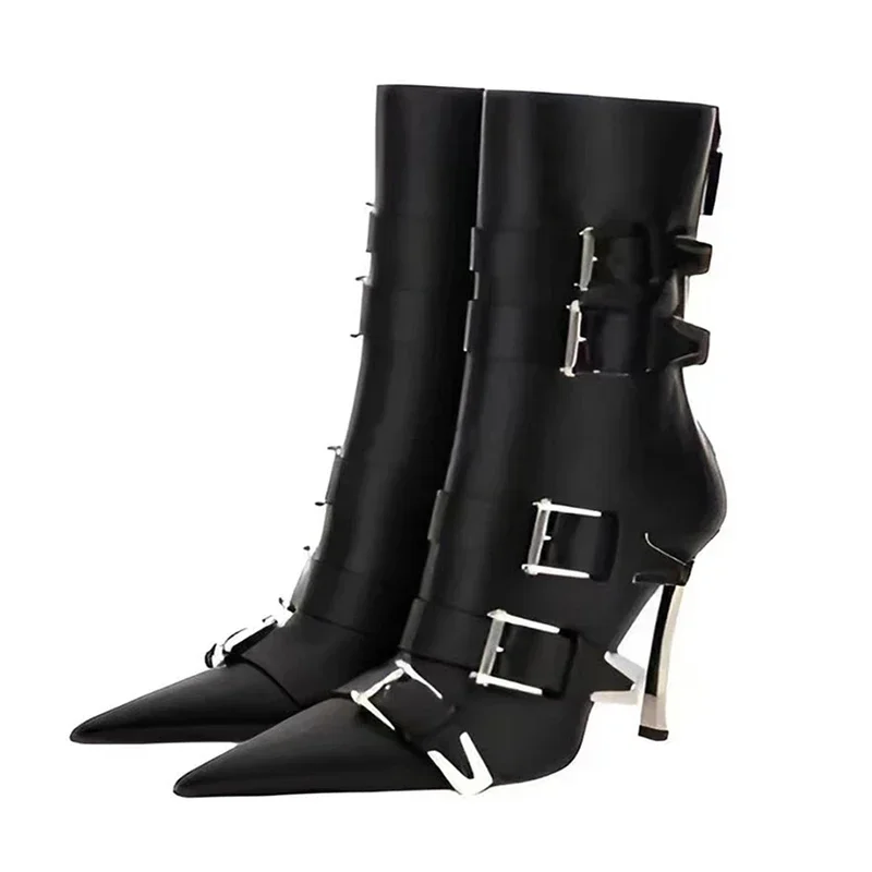 Brand Design Women Metal Belt Buckle Short Boots Autumn/Winter Slimming High Heels Pointed Nightclub Party Motorcycle Boots Size
Brand Design Women Metal Belt Buckle Short Boots Autumn/Winter Slimming High Heels Pointed Nightclub Party Motorcycle Boots Size