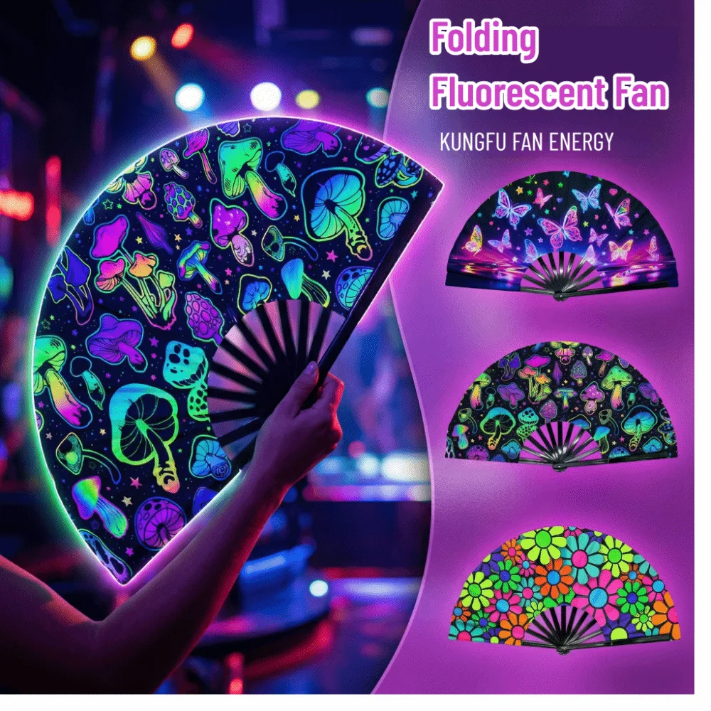 Handmade 33cm Rave Hand Fan Fluorescent Folding Large Folding Hand Fan Reflective Surface UV Glow Popping Fan Decoration
Handmade 33cm Rave Hand Fan Fluorescent Folding Large Folding Hand Fan Reflective Surface UV Glow Popping Fan Decoration