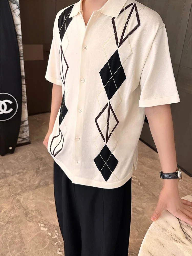 Loose irt Couple ort Sve Diamond Pattern Summer Casual irt Men's Regular Fit ort Length Button down irt
Loose irt Couple ort Sve Diamond Pattern Summer Casual irt Men's Regular Fit ort Length Button down irt