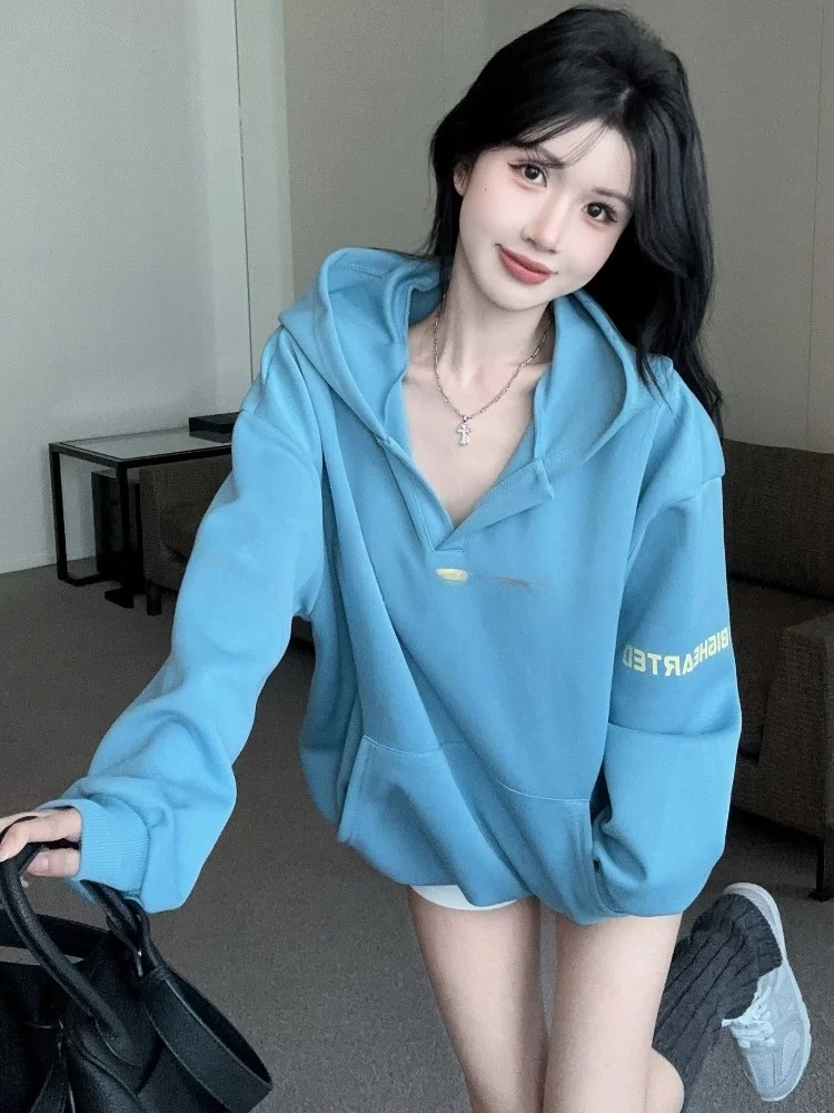 American Style Hot Girl Blue Letter Print Hoodie Long Sleeve Women's Loose Slimming Top City Walk Skin-friendly Breathable
American Style Hot Girl Blue Letter Print Hoodie Long Sleeve Women's Loose Slimming Top City Walk Skin-friendly Breathable