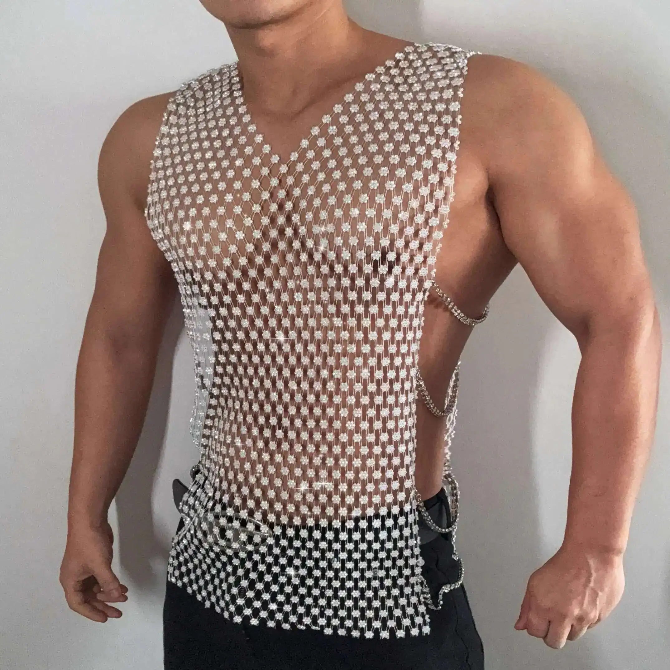 Summer shiny sequin sleeveless men fitness tank top Sexy plus size see through party club t shirt
Summer shiny sequin sleeveless men fitness tank top Sexy plus size see through party club t shirt
