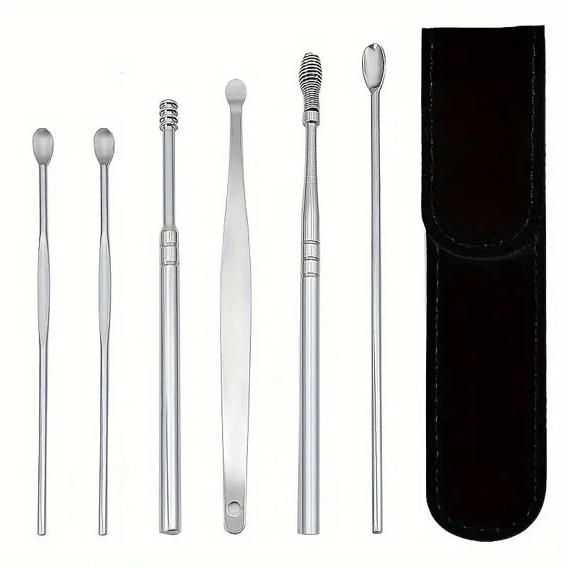 6Pcs Stainless Steel Ear Pick Set, Keychain Earwax Removal Kit with Spoon, Portable Ear Cleaner Tool for Adult Travel
6Pcs Stainless Steel Ear Pick Set, Keychain Earwax Removal Kit with Spoon, Portable Ear Cleaner Tool for Adult Travel