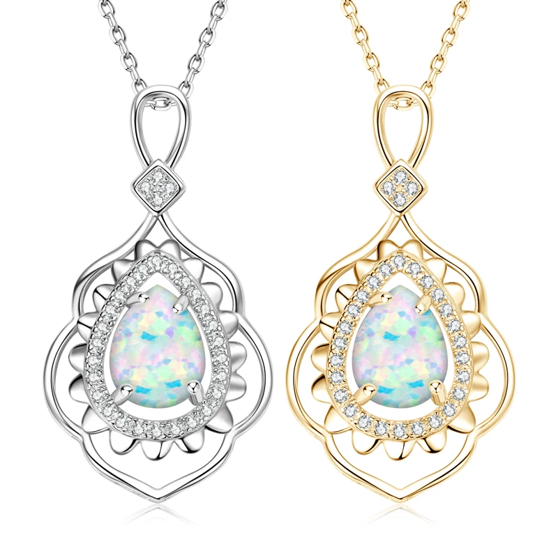 925 Sterling Silver Zircon Inlay Women Classic Necklace 7x9mm Teardrop White Opal Pendant Necklace for Engagement Gemstone Gift
925 Sterling Silver Zircon Inlay Women Classic Necklace 7x9mm Teardrop White Opal Pendant Necklace for Engagement Gemstone Gift