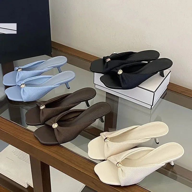 Women's Square Open Toe Twisted Strap Pearl Decor Slip‑On Stiletto Heel Mule Sandals, Minimalist Elegant Daily Footwear, Drop
Women's Square Open Toe Twisted Strap Pearl Decor Slip‑On Stiletto Heel Mule Sandals, Minimalist Elegant Daily Footwear, Drop