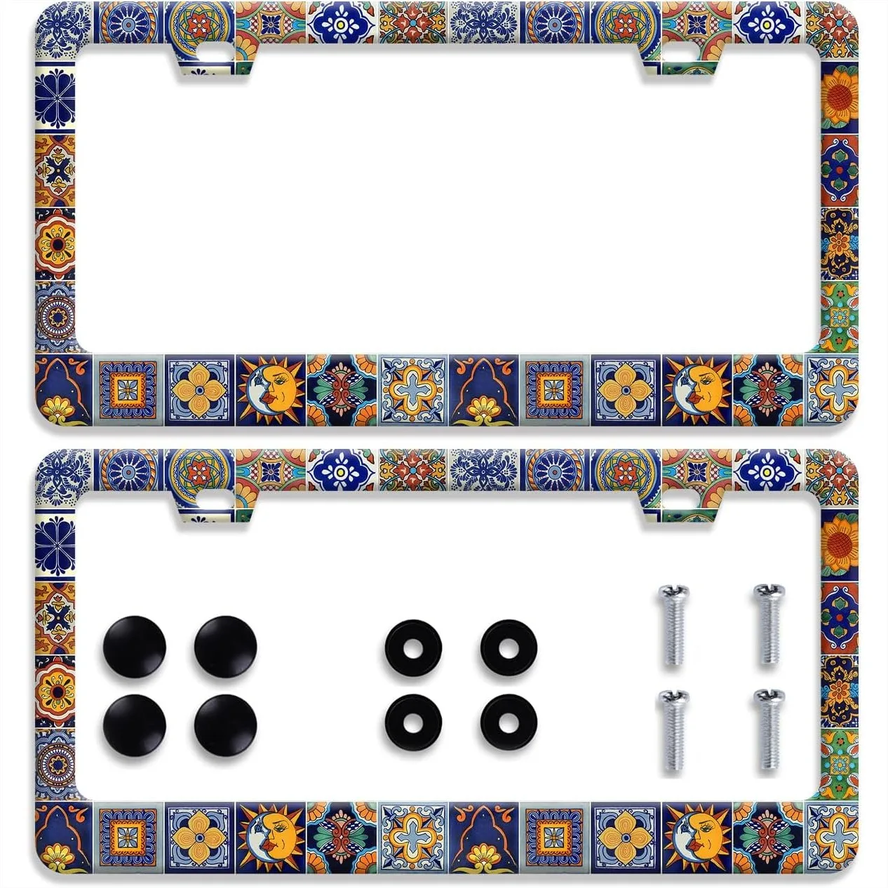 Stainless Steel Mexican Mandala License Plate Frame with 2 Holes for Standard US Vehicles
Stainless Steel Mexican Mandala License Plate Frame with 2 Holes for Standard US Vehicles