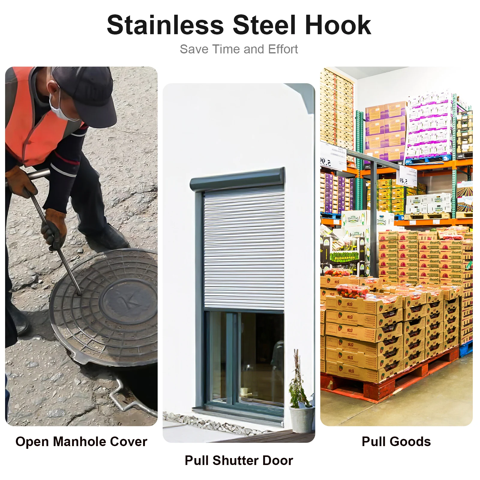 Manhole Cover Hook Rolling Door T Handle Utility Lifting Stainless Steel Heavy Duty
Manhole Cover Hook Rolling Door T Handle Utility Lifting Stainless Steel Heavy Duty
