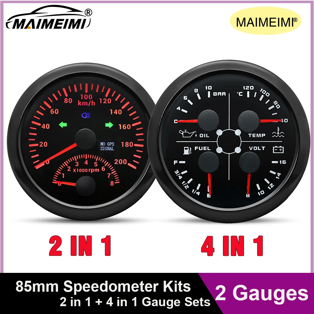 2 Gauge Sets 85mm GPS Speedometer Tachometer With GPS Antenna+85mm 4 in 1 Guage Water Temp/Oil Press/Fuel Level/Volt Waterproof
2 Gauge Sets 85mm GPS Speedometer Tachometer With GPS Antenna+85mm 4 in 1 Guage Water Temp/Oil Press/Fuel Level/Volt Waterproof