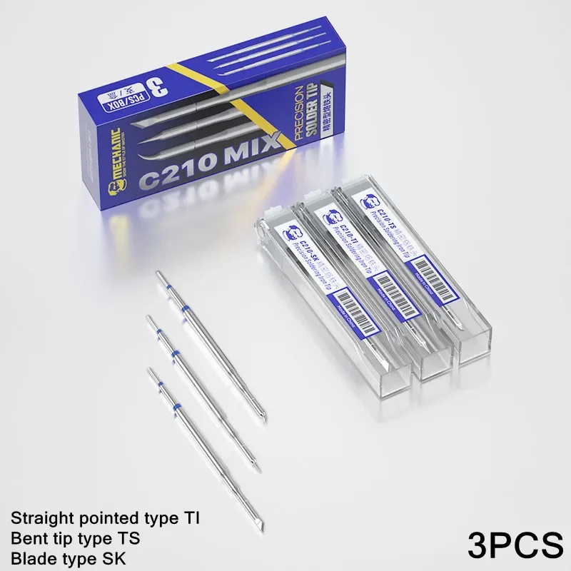 Паяльное жало MECHANIC C210 MIX 3in1 TI/TS/SK для ремонта печатных плат мобильного телефона SMD, быстрый нагрев, прецизионное сварочное жало
Паяльное жало MECHANIC C210 MIX 3in1 TI/TS/SK для ремонта печатных плат мобильного телефона SMD, быстрый нагрев, прецизионное сварочное жало