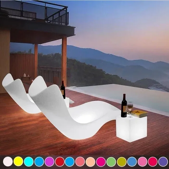 Outdoor Garden bar Furniture Plastic Beach Lounge Pool Chair with LED Light 16 Colors Recliners Sun Loungers
Outdoor Garden bar Furniture Plastic Beach Lounge Pool Chair with LED Light 16 Colors Recliners Sun Loungers