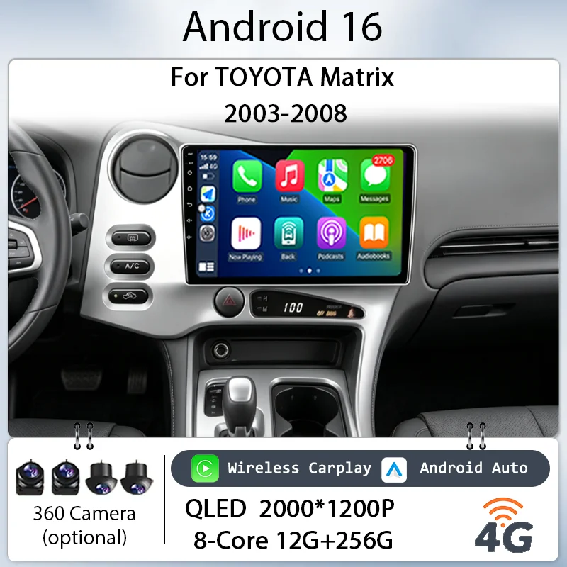 Android 16 IPS HD Touch Screen Player Wireless CarPlay GPS Navi Bluetooth WiFi Unit 9" for TOYOTA Matrix 2003-2008 Car Stereo
Android 16 IPS HD Touch Screen Player Wireless CarPlay GPS Navi Bluetooth WiFi Unit 9" for TOYOTA Matrix 2003-2008 Car Stereo