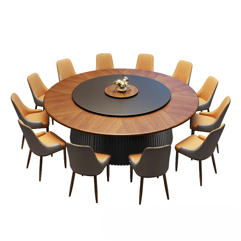 New Chinese-style hotel dining table, large round table, electric turntable for 15 people
New Chinese-style hotel dining table, large round table, electric turntable for 15 people