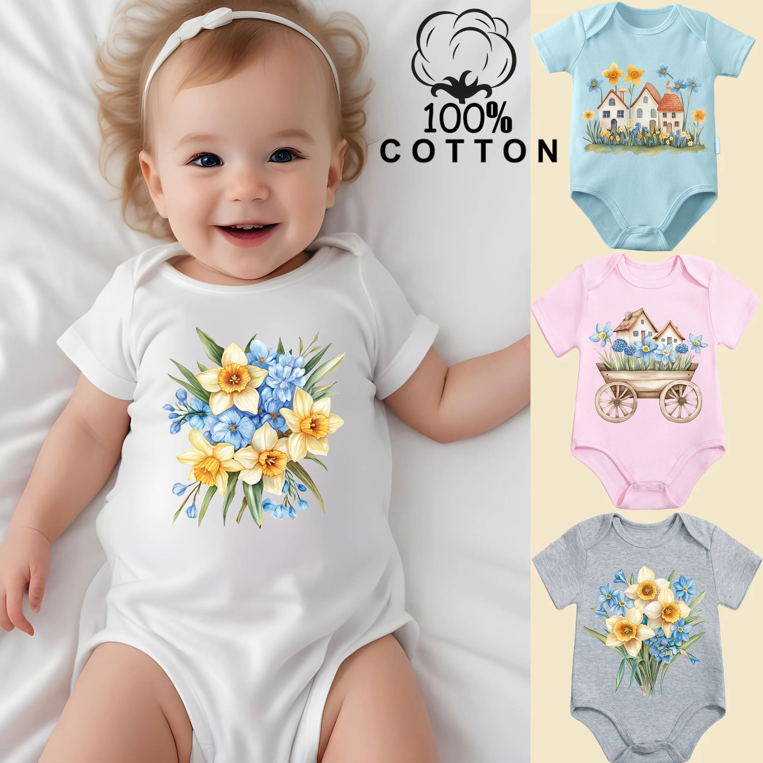 100% Cotton Bodysuit Retro Clolrful Flowers Hello Spring Onesie Comfortable Cloths for Baby Jumpsuit for 0 To 12 Months Newborn
100% Cotton Bodysuit Retro Clolrful Flowers Hello Spring Onesie Comfortable Cloths for Baby Jumpsuit for 0 To 12 Months Newborn