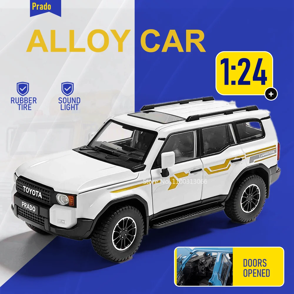 1:24 Prado Off-road Vehicle Alloy Diecast Model Miniature Car Toy Doors Opened Sound and Light Pull Back Vehices Classmate Gifts
1:24 Prado Off-road Vehicle Alloy Diecast Model Miniature Car Toy Doors Opened Sound and Light Pull Back Vehices Classmate Gifts