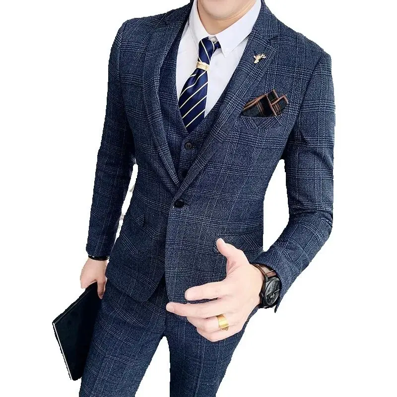 High Quality British Korean Modified Plaid Men (suit + Vest + Trousers) Stylish and Handsome Business Casual Three-piece Suit
High Quality British Korean Modified Plaid Men (suit + Vest + Trousers) Stylish and Handsome Business Casual Three-piece Suit