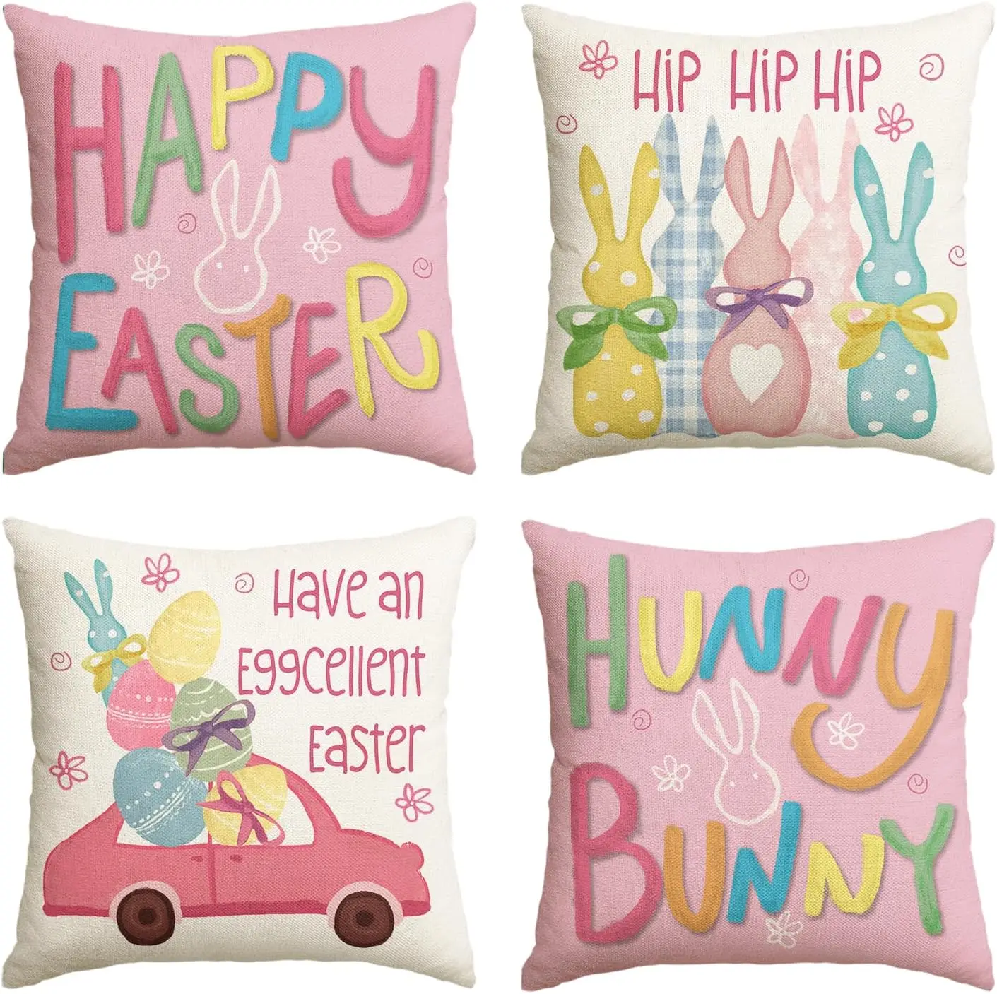4Pcs Easter Bunny Throw Pillow Covers Colorful Egg Cushion Covers with Easter Print for Living Room Bedroom Sofa Home
4Pcs Easter Bunny Throw Pillow Covers Colorful Egg Cushion Covers with Easter Print for Living Room Bedroom Sofa Home