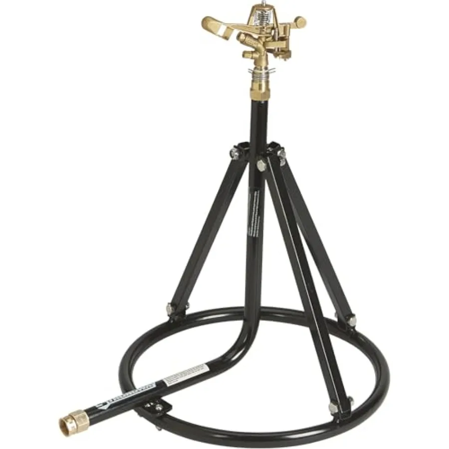 Tripod Sprinkler with Round Base 3/4 in. Brass Head 2 Nozzles 100 Ft Diameter Coverage 7800 Sq. Ft. 6-10 GPM Adjustable Full an
Tripod Sprinkler with Round Base 3/4 in. Brass Head 2 Nozzles 100 Ft Diameter Coverage 7800 Sq. Ft. 6-10 GPM Adjustable Full an