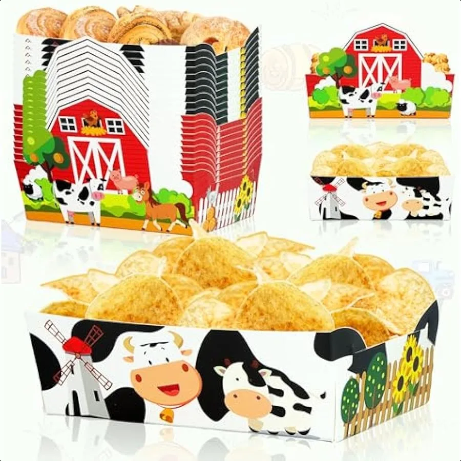 36 Pieces Farm Animal Paper Food Tray Disposable Farm Animal Service Tray for Animal Themed Birthday Party Supplies
36 Pieces Farm Animal Paper Food Tray Disposable Farm Animal Service Tray for Animal Themed Birthday Party Supplies