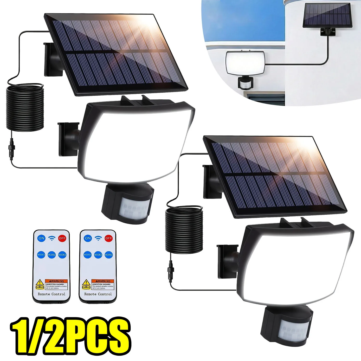 1/2PCS Solar Lights Outdoor, IP65 Waterproof Solar Flood Lights with 16.4ft Cable, 3 Modes Motion Sensor Light for Garden Yard
1/2PCS Solar Lights Outdoor, IP65 Waterproof Solar Flood Lights with 16.4ft Cable, 3 Modes Motion Sensor Light for Garden Yard